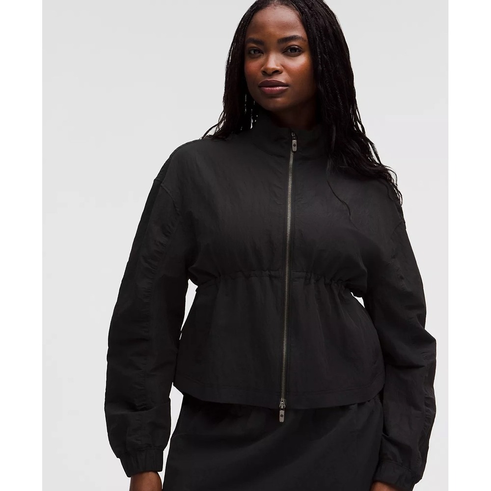 Lululemon Crinkle Nylon Cinchable Lightweight Zip‎ Up Jacket Drawstring Waist XL